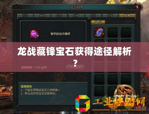 龍戰(zhàn)藏鋒寶石獲得途徑解析？