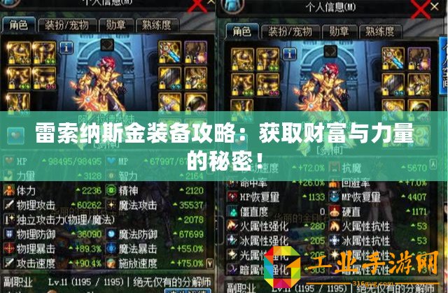 雷索納斯金裝備攻略：獲取財(cái)富與力量的秘密！