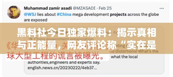 黑料社今日獨家爆料：揭示真相與正能量，網(wǎng)友評論稱“實在是太震撼了！”