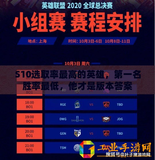 S10選取率最高的英雄，第一名勝率最低，他才是版本答案